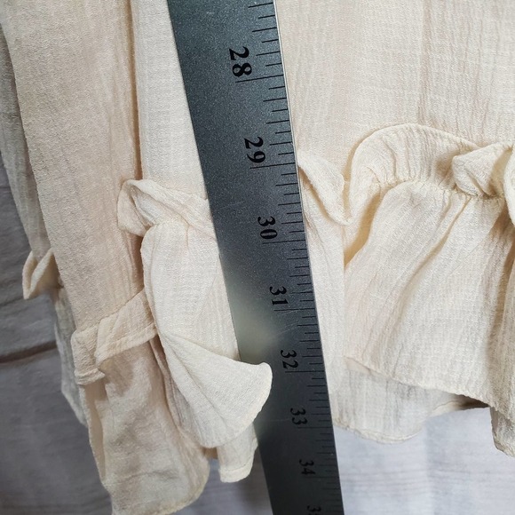 Lulus Dress Womens Size Small Cream Lace Puff Sleeve Ruffle Mini Short Woven - Picture 10 of 13